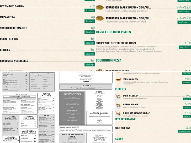 The Black Horse Pub Menu