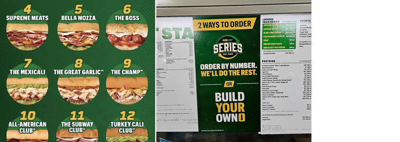 SUBWAY Menu