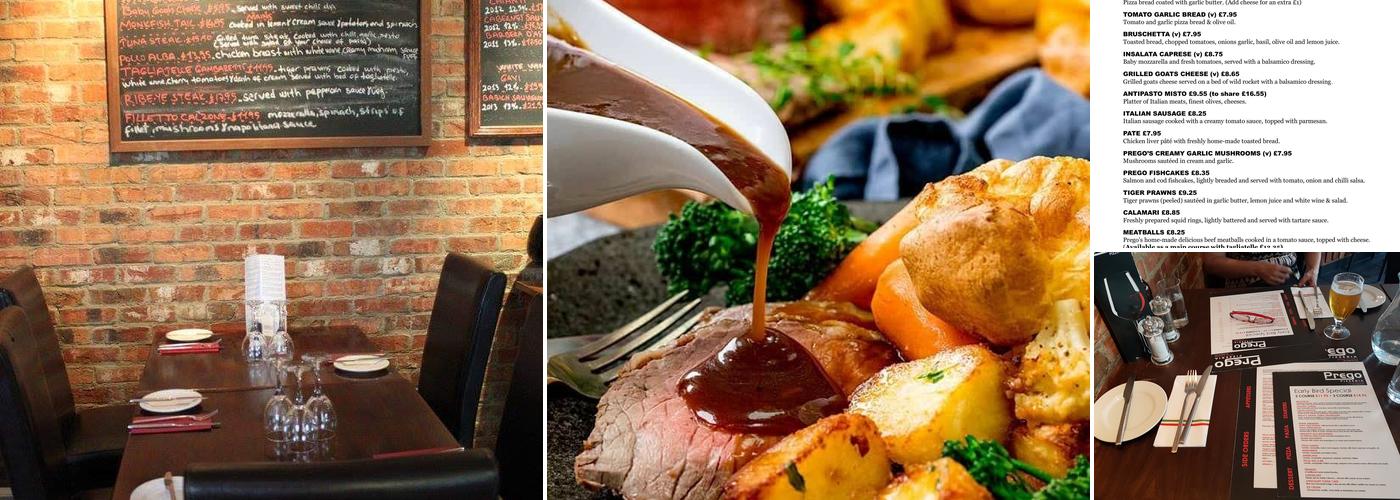 Prego Pizzeria Menu