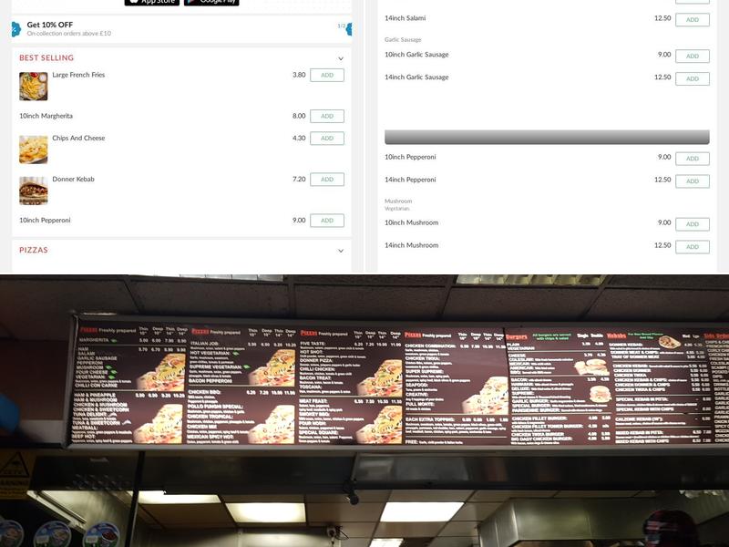 Square Pizza Menu