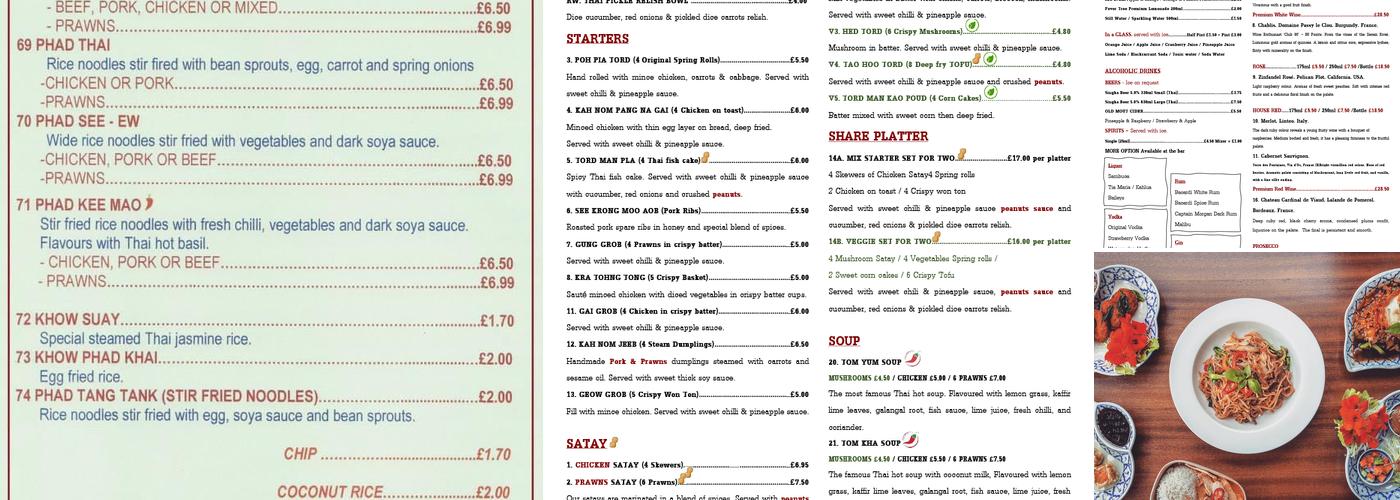 Thai Style Menu