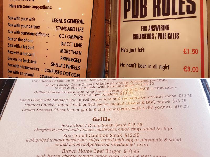 Brown Horse Inn Menu