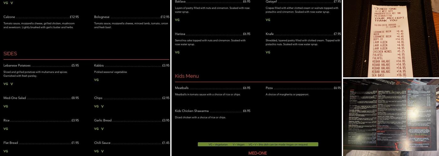 Med-one Restaurant Menu