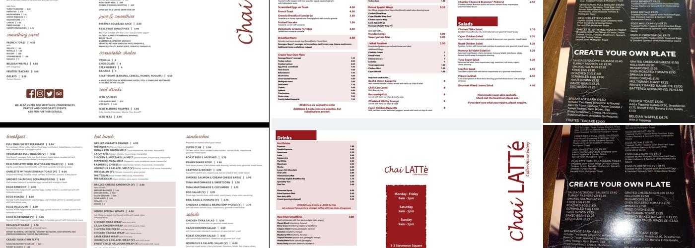 Chai Latte Menu
