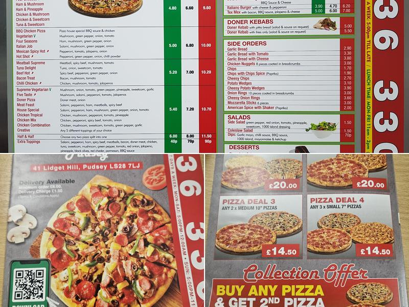 Pizza House Pudsey Menu