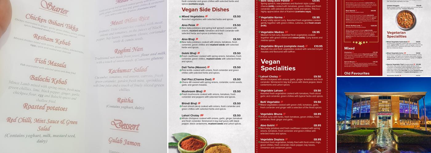 Aagrah Pudsey Kashmiri Restaurant Menu