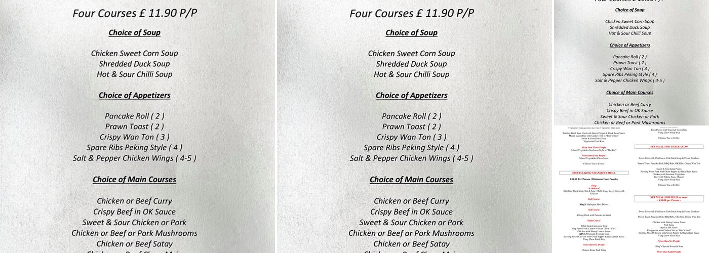 King's Cantonese Restaurant Menu