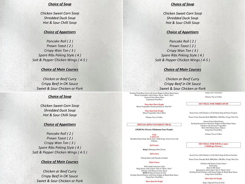 King's Cantonese Restaurant Menu