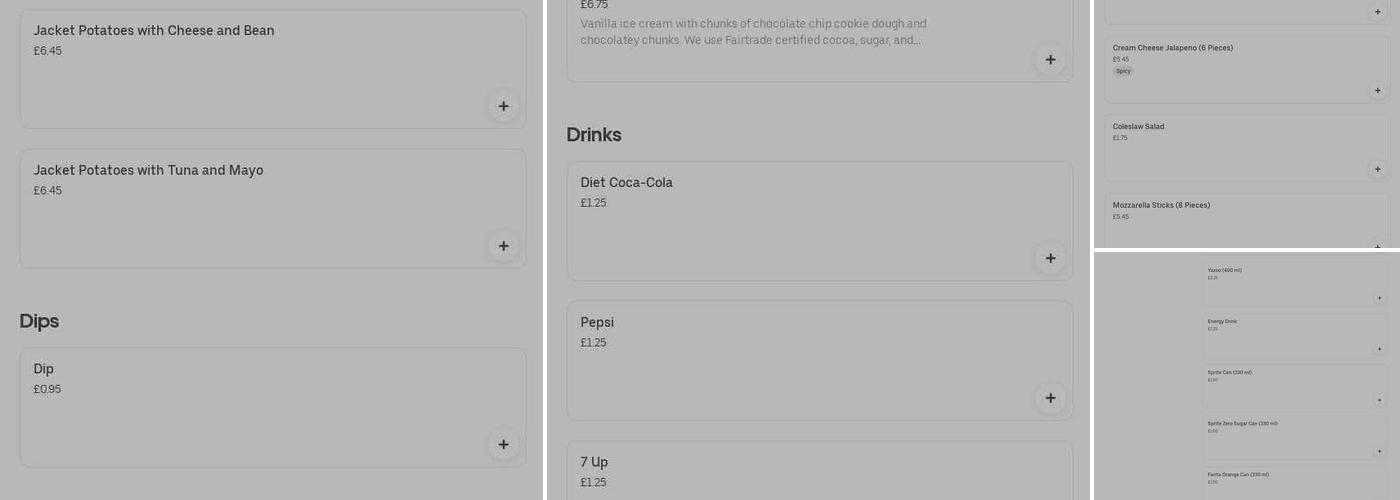 Americanos Pizza Menu