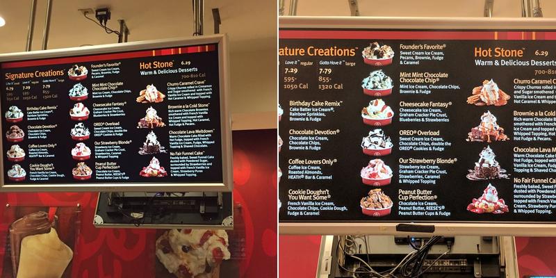 Cold Stone Creamery Menu