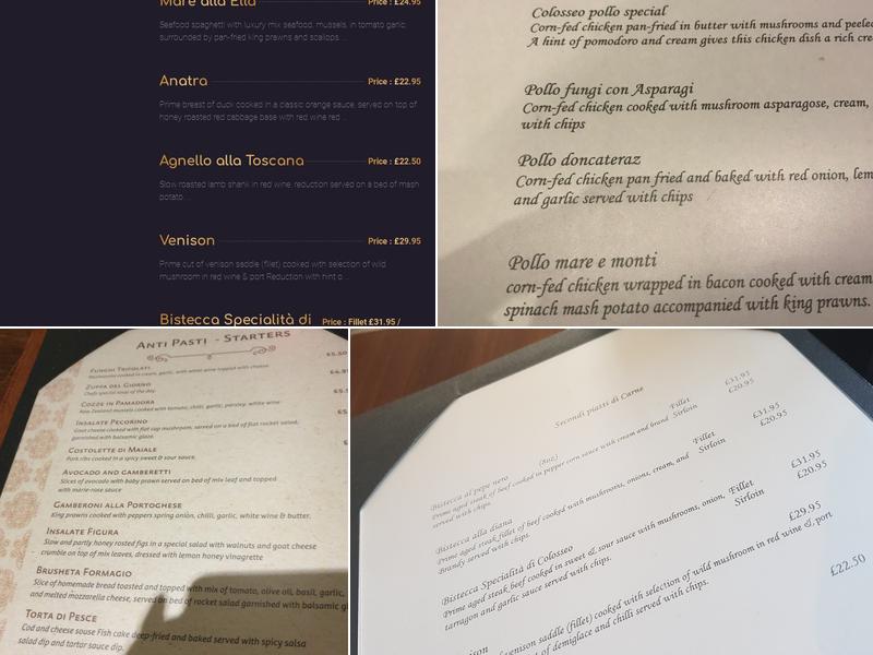 Colosseo Restaurant Menu