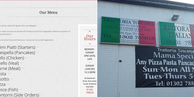 Trattoria Toscana Menu