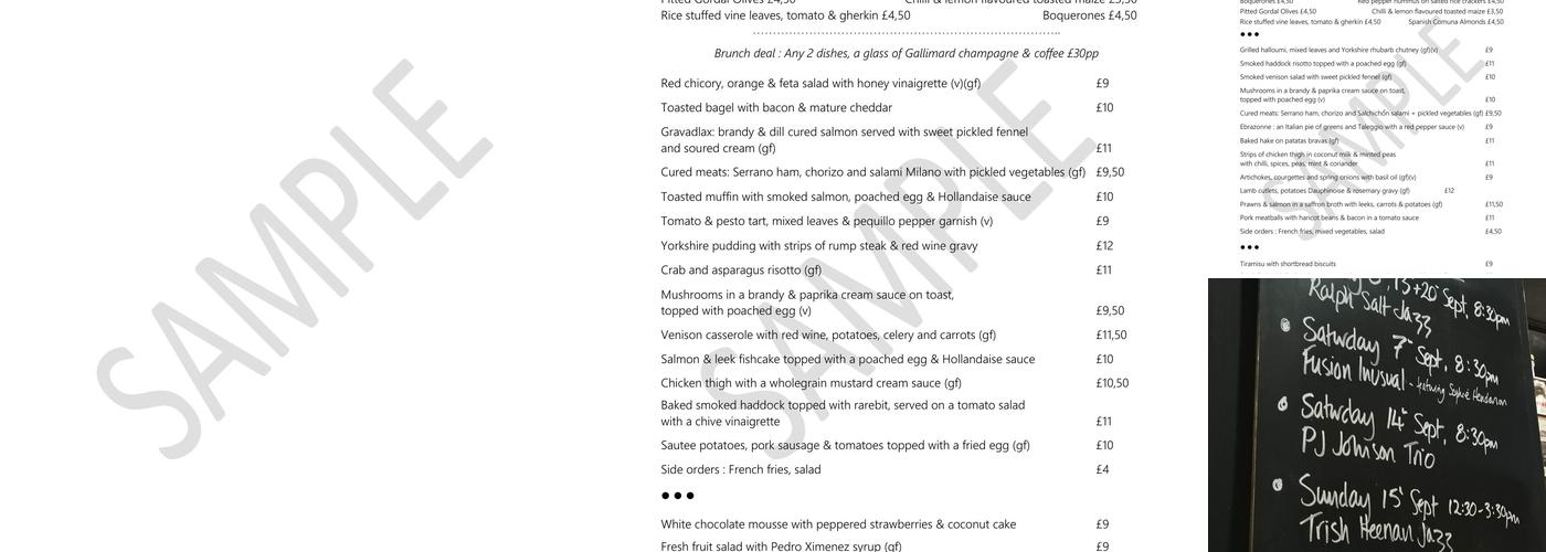 Trippets Lounge Bar Menu