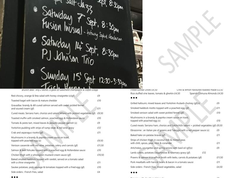 Trippets Lounge Bar Menu