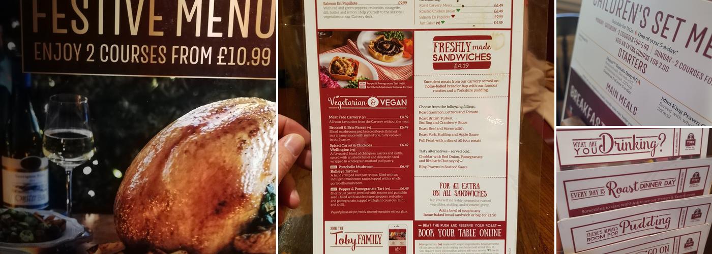 Toby Carvery Arrowe Menu