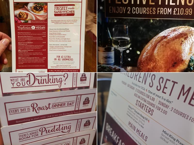 Toby Carvery Arrowe Menu