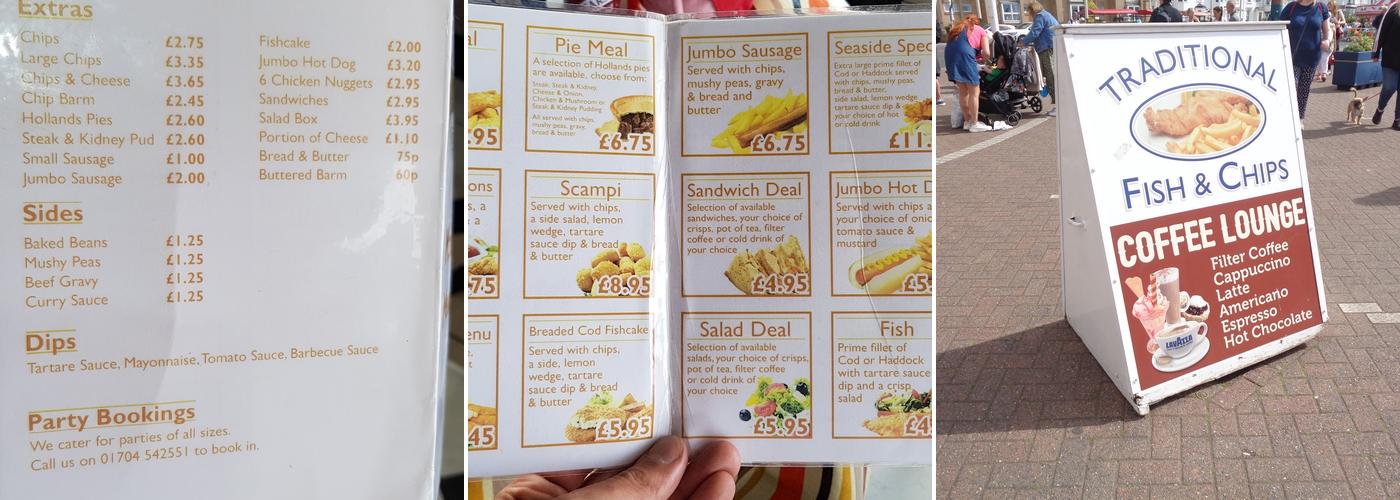 Silcock's Pier Family Restaurant Menu