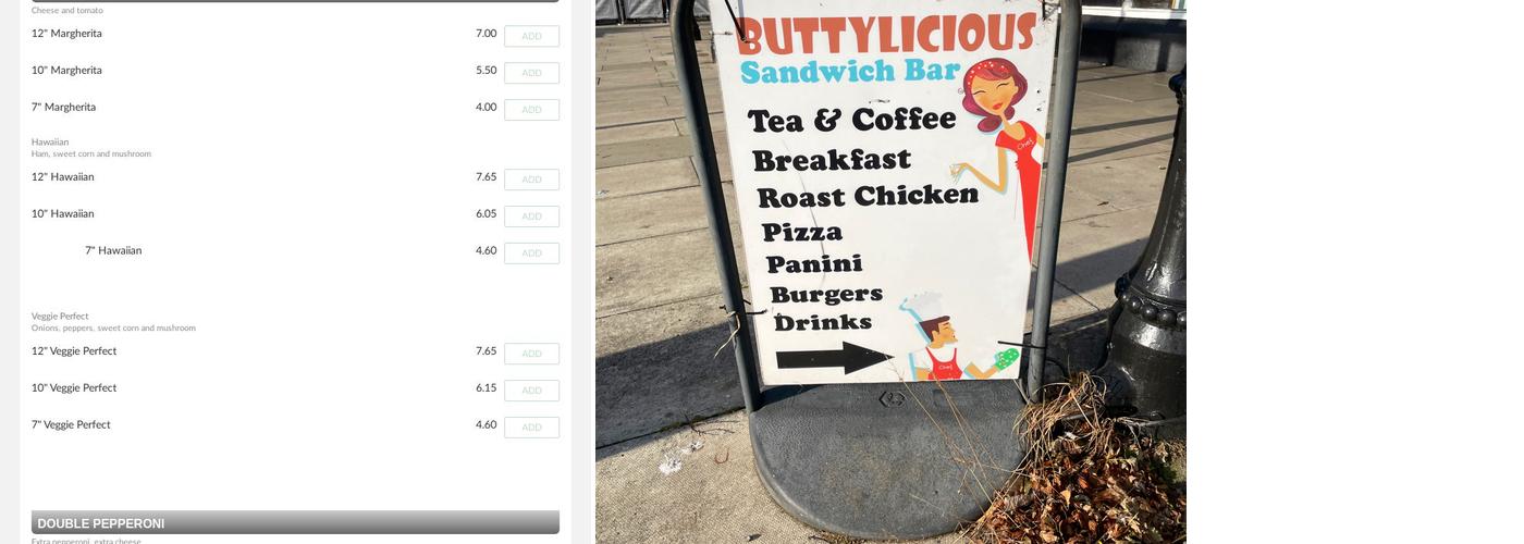 Buttylicious Menu