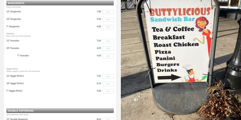 Buttylicious Menu