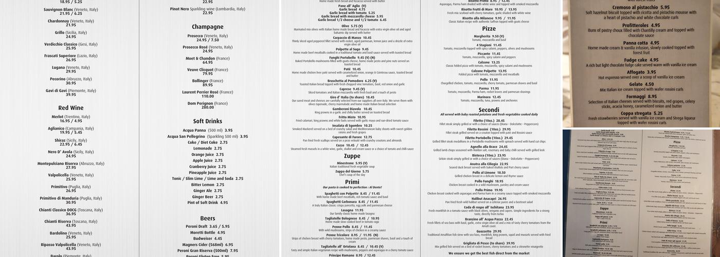 Primo Restaurant Menu