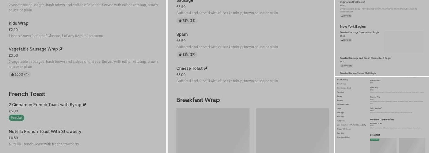 Oasis Tea Room & Crafts Menu