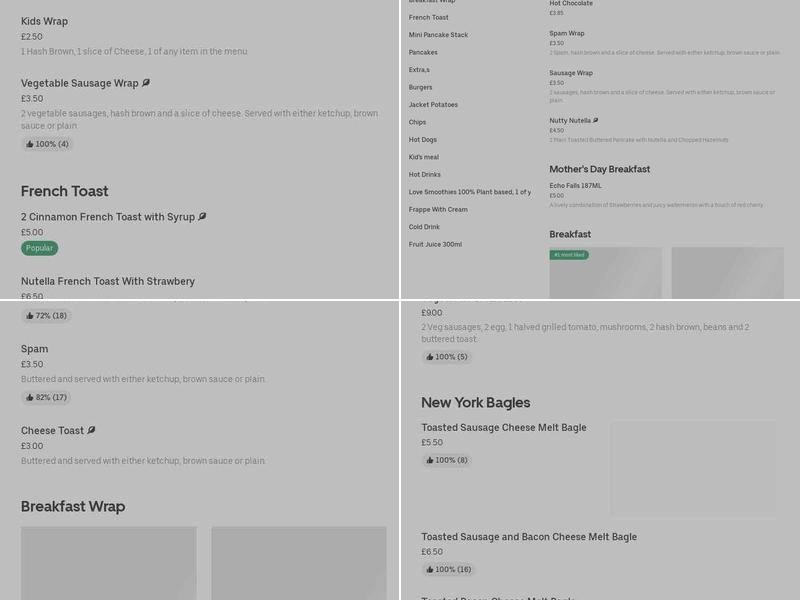 Oasis Tea Room & Crafts Menu