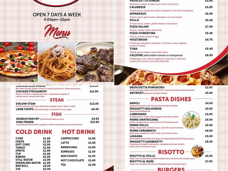 Ryan's Italian Eat In & Takeaway Menu