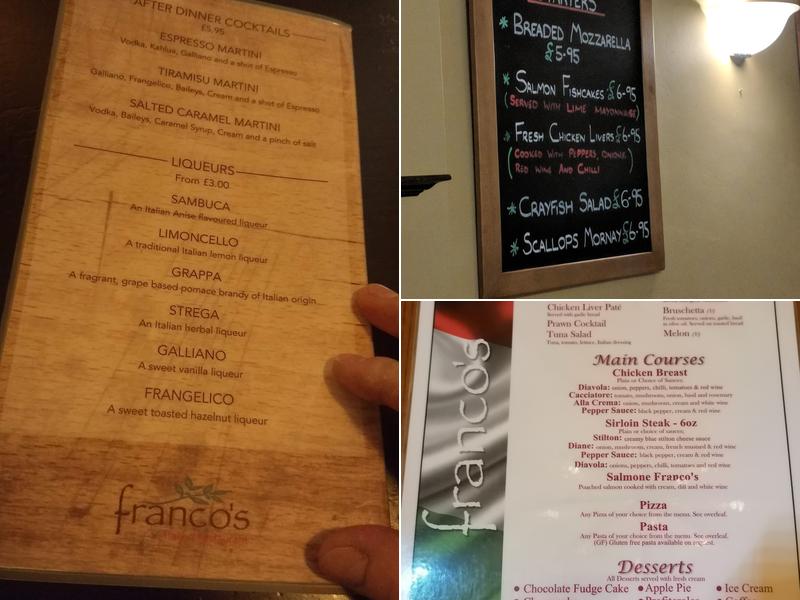 Francos Menu