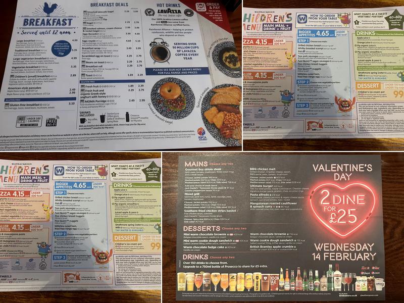 The Black Horse - JD Wetherspoon Menu