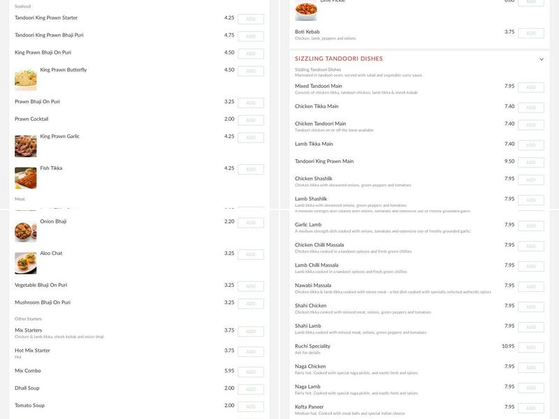 Ruchi Restaurant Menu