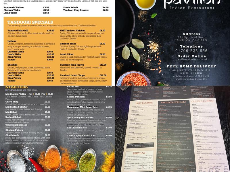 Pavilion Indian Menu