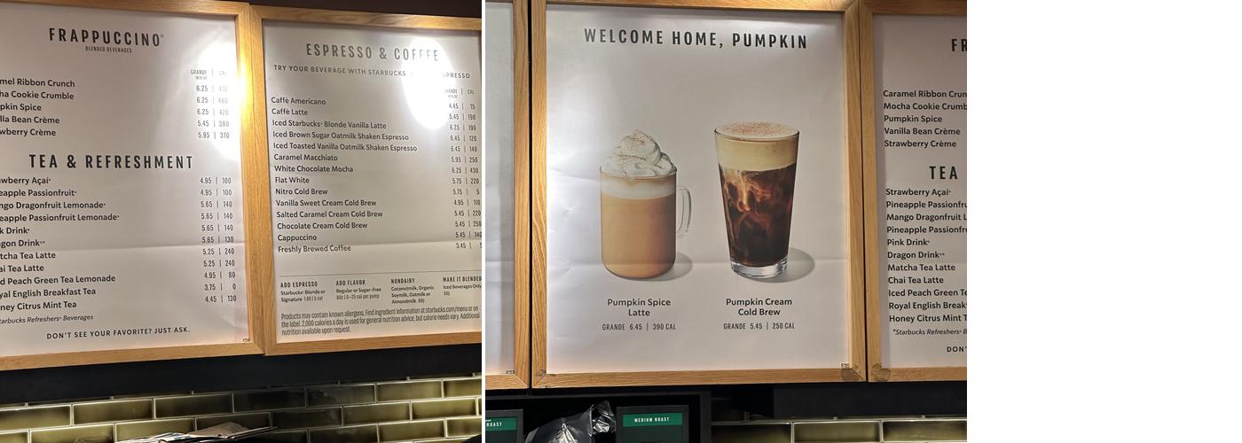 Starbucks Menu