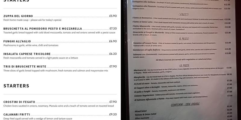 Altro Mondo Menu