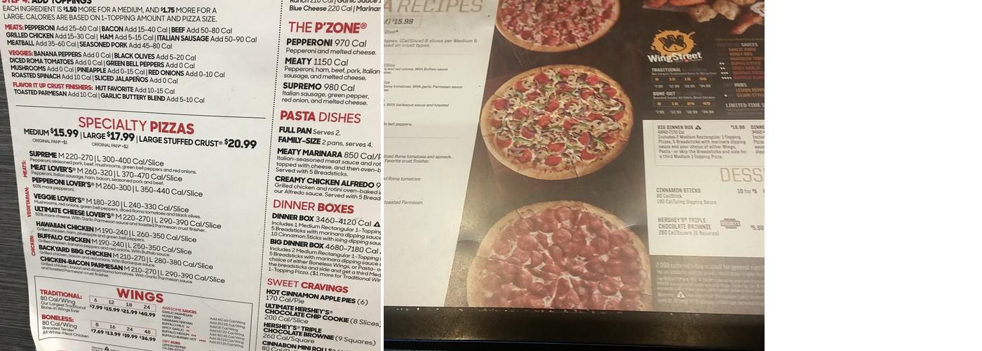 Pizza Hut Menu