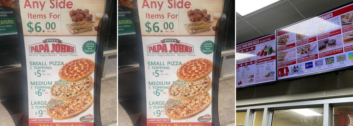 Papa Johns Pizza Menu