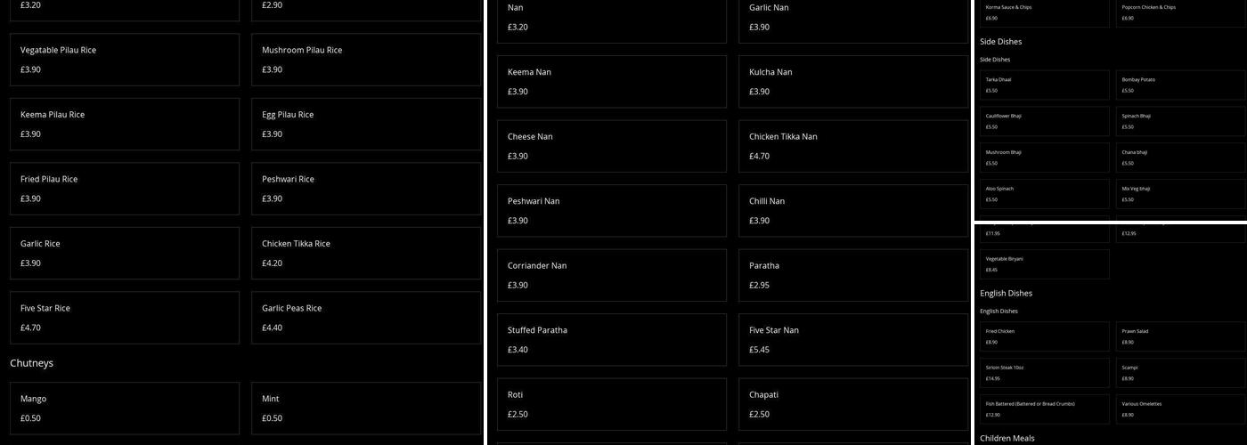 Planet Bollywood Menu