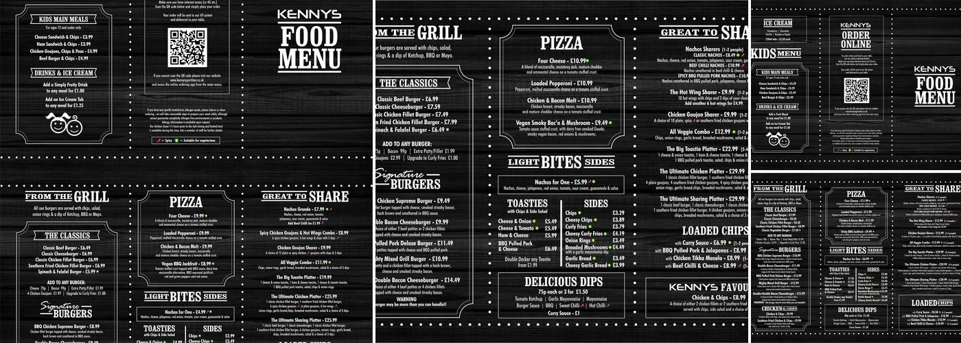 Kennys Sports Bar Menu