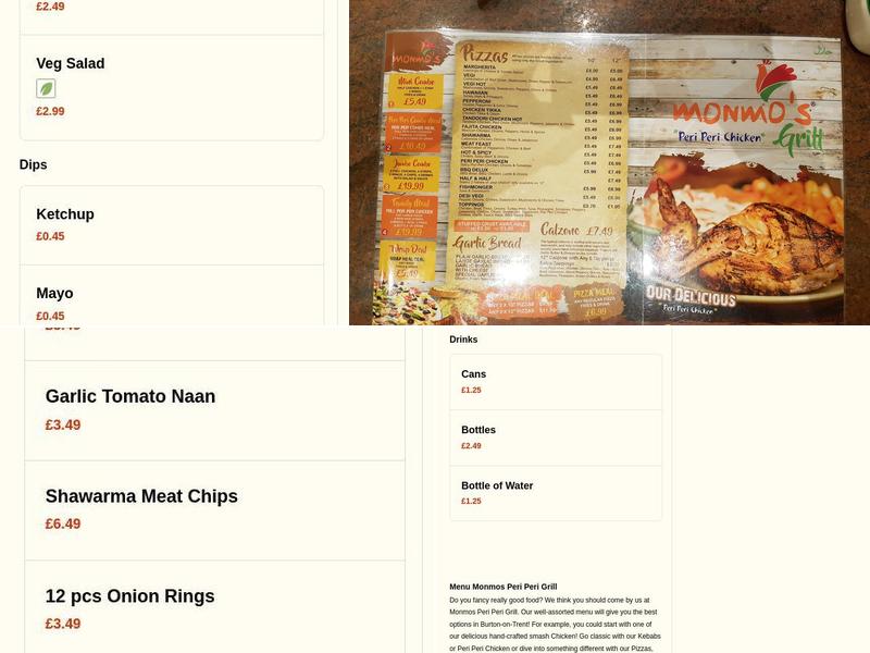 Monmos Peri Peri Grill - Burton Menu