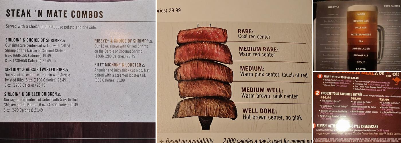 Outback Steakhouse Menu