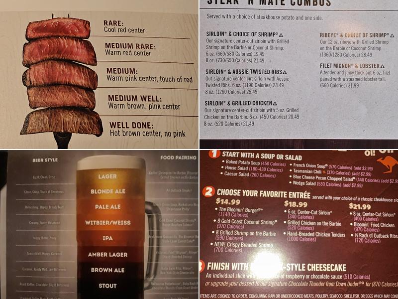 Outback Steakhouse Menu