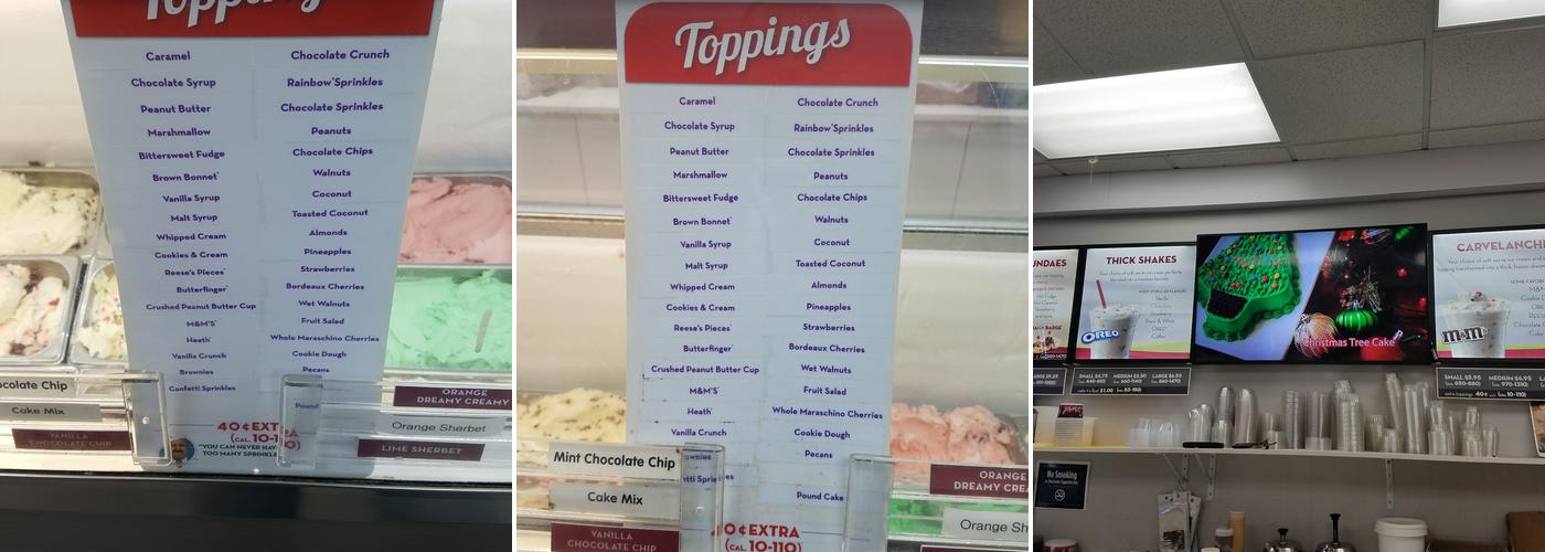 Carvel Menu