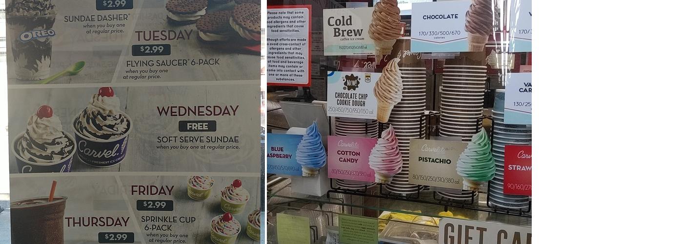 Carvel Menu