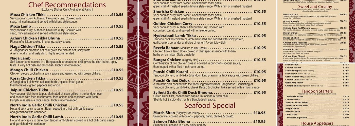 Panshi Restaurant Menu