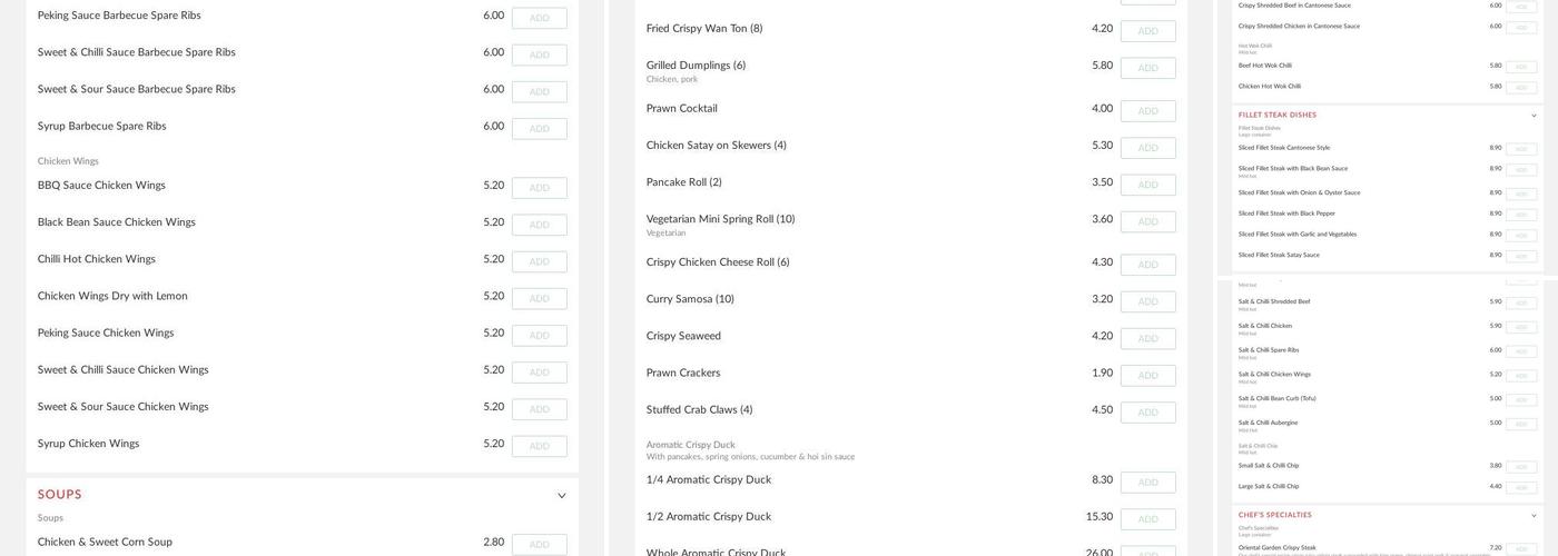 Oriental Garden Menu