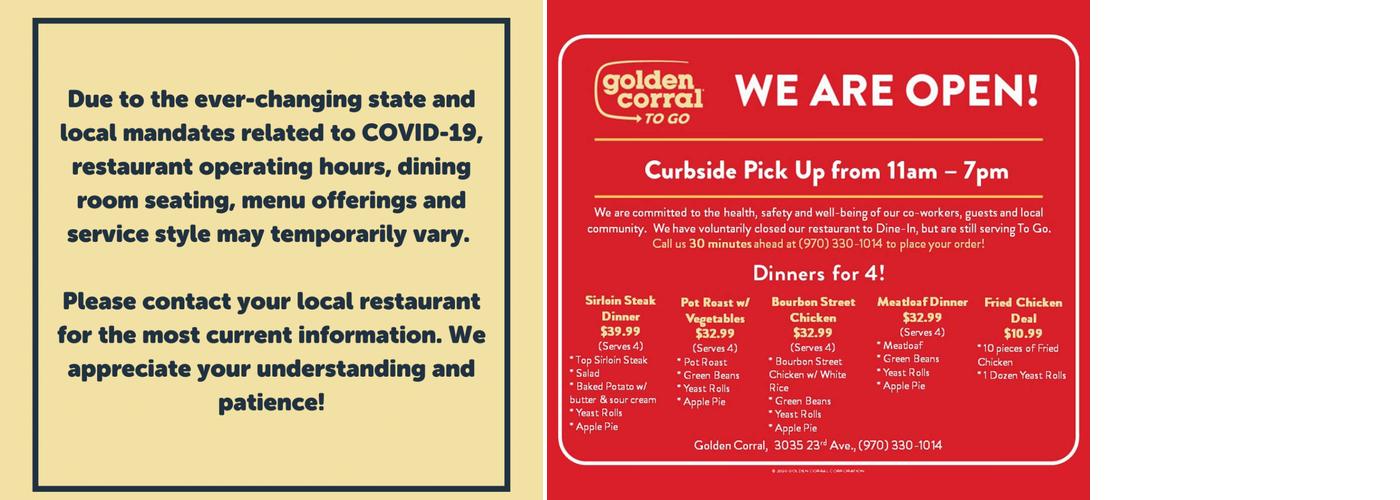 Golden Corral Buffet & Grill Menu