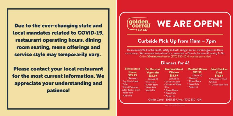 Golden Corral Buffet & Grill Menu