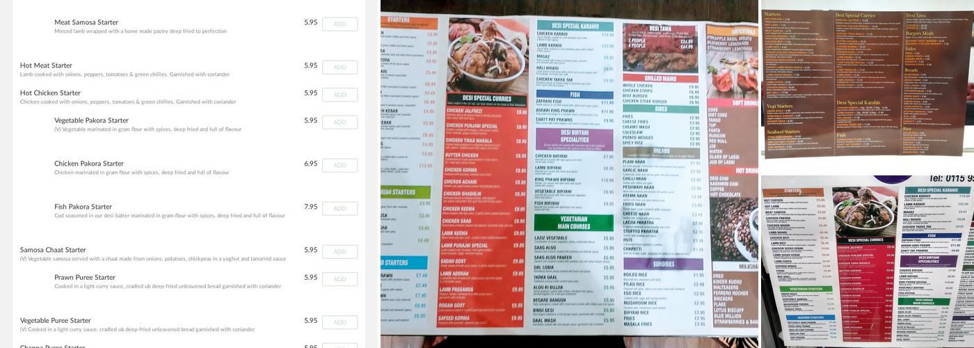 Desi DownTown Menu
