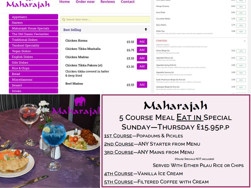 Maharajah Restaurant Menu