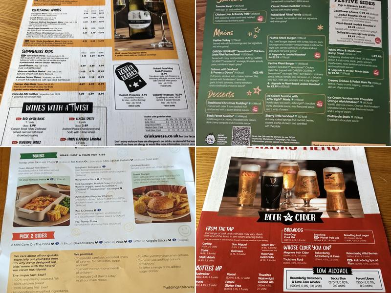Walsall Brewers Fayre Menu