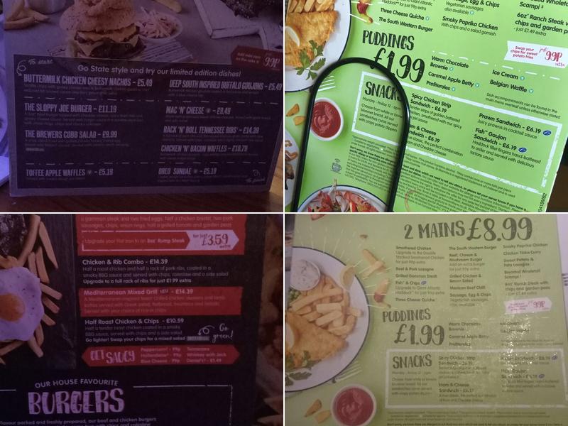 Orbital Brewers Fayre Menu